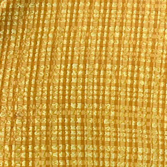 NANUSHKA Size L Yellow Brown Polyester Blend Plaid Short Sleeve Shirt - Picture 2 of 7